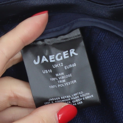 Jaeger Women’s Blue UK 12 A-Line Lined Viscose Midi Skirt