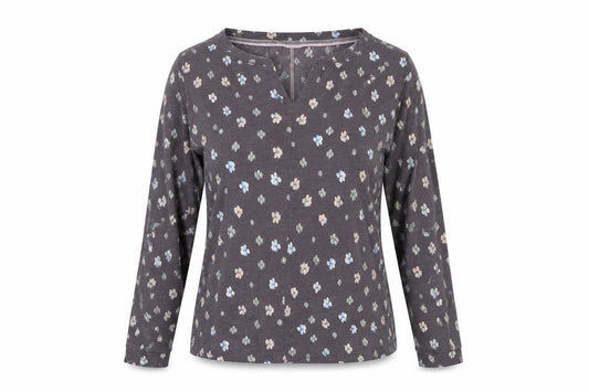 White Stuff Women’s Grey Floral Long Sleeve V-Neck Blouse UK 10