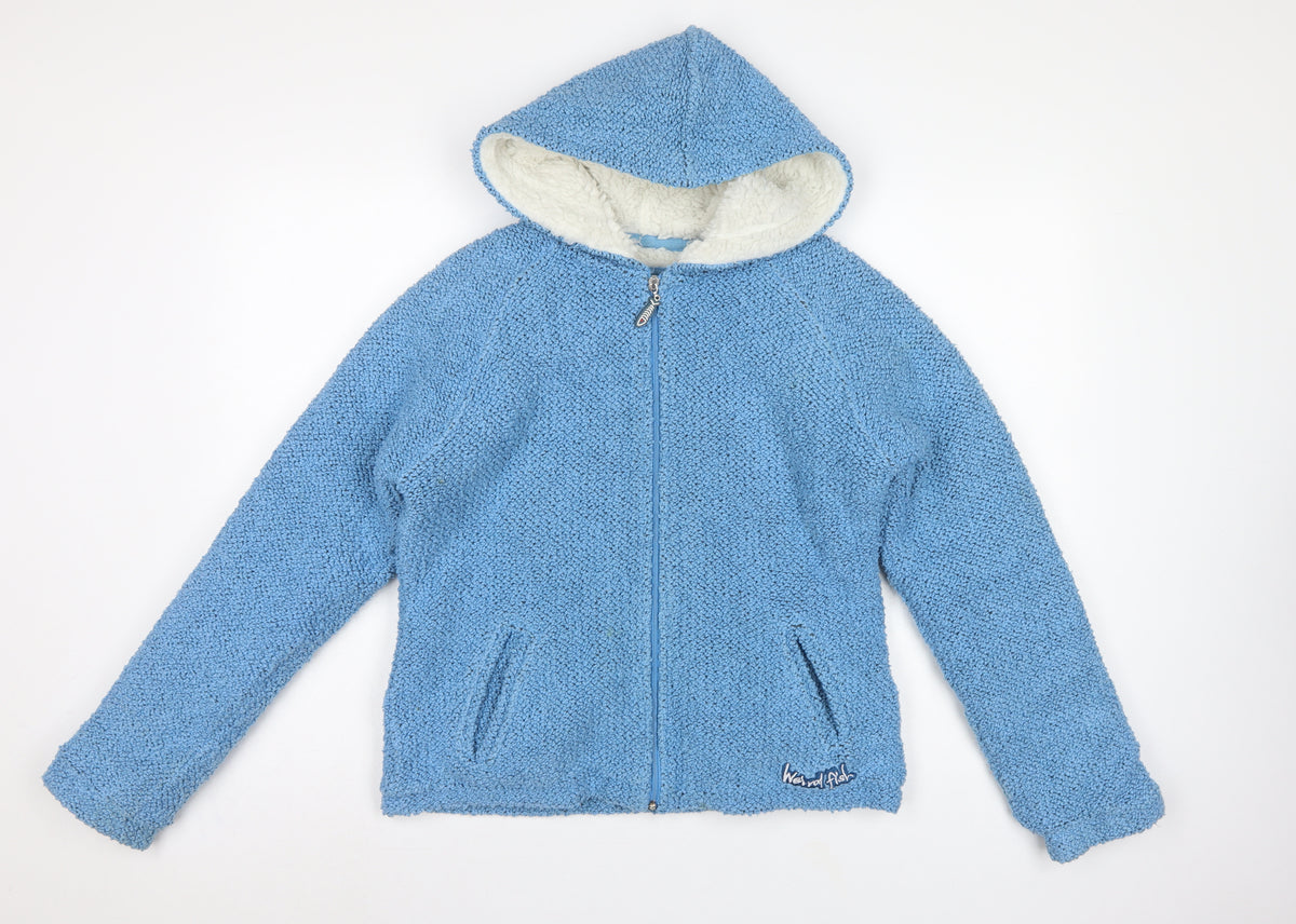 Weird Fish Women Blue M Hooded Fleece Full Zip Jacket