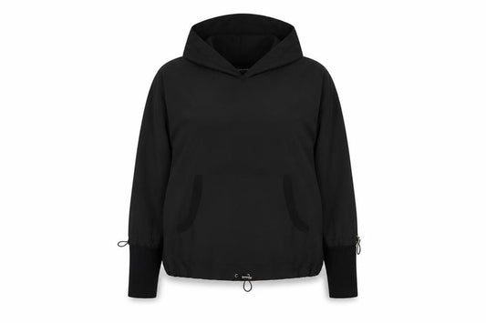 by o la la Glam Women’s Black L Hooded Anorak Jacket Kangaroo Pocket