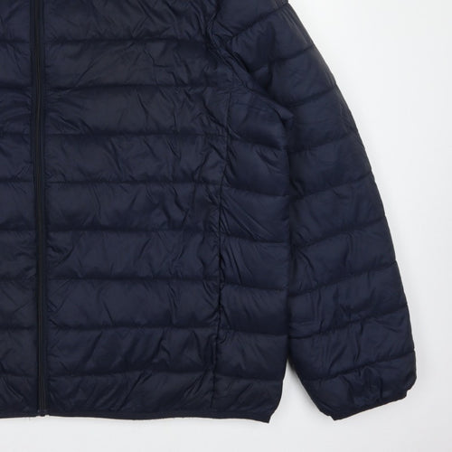 TU Men's Blue 2XL Puffer Jacket Quilted Full Zip Polyamide