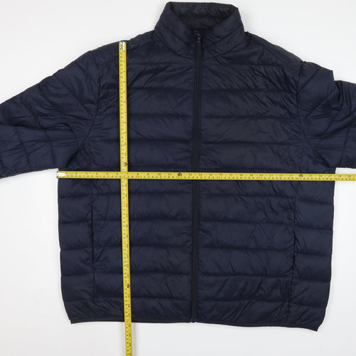 TU Men's Blue 2XL Puffer Jacket Quilted Full Zip Polyamide