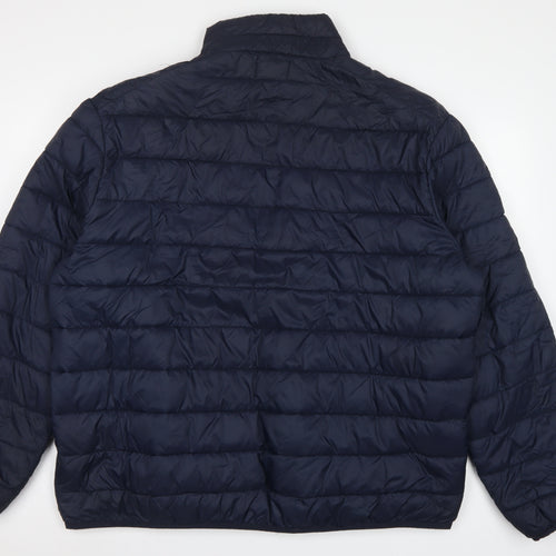 TU Men's Blue 2XL Puffer Jacket Quilted Full Zip Polyamide