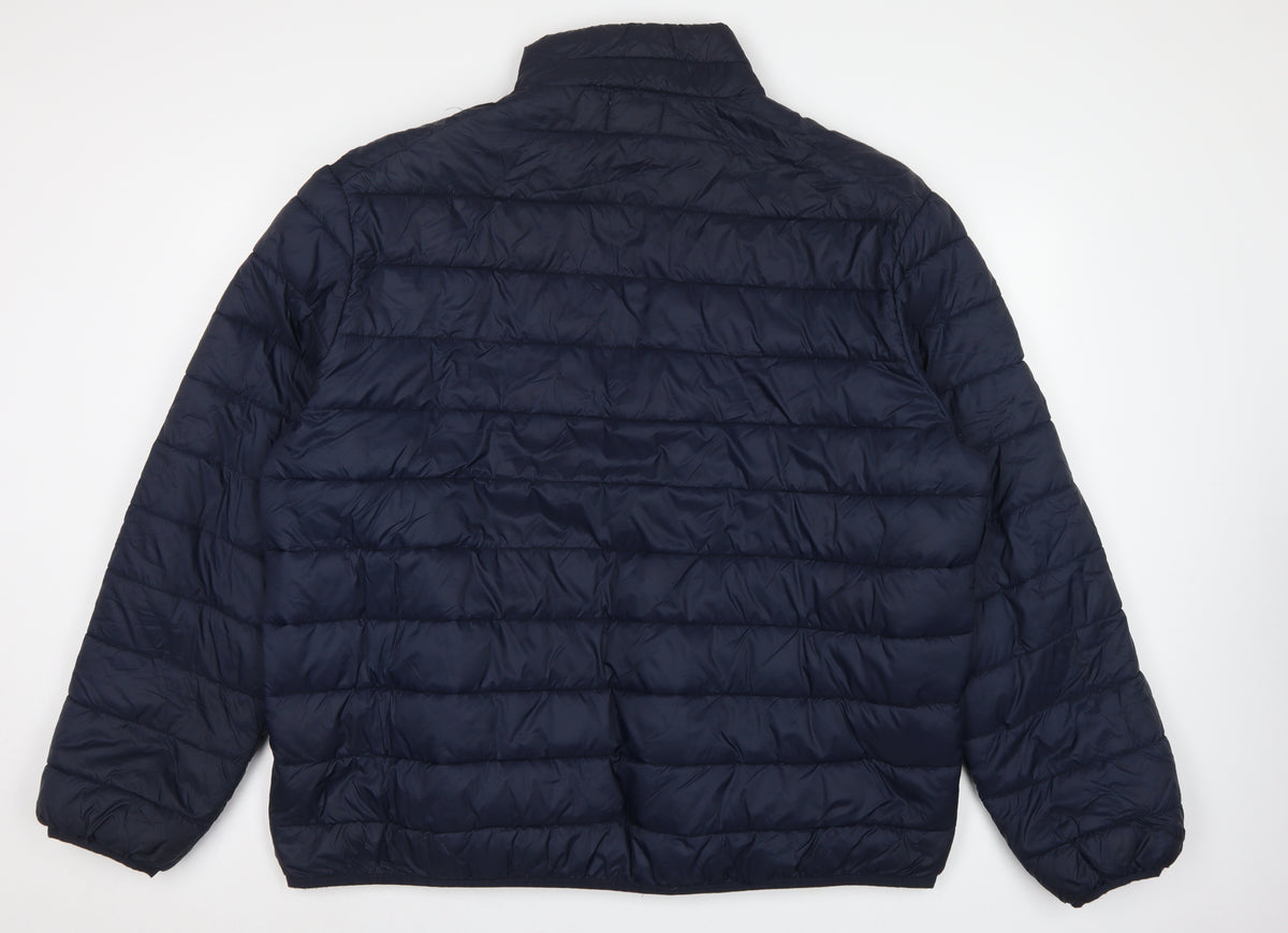TU Men's Blue 2XL Puffer Jacket Quilted Full Zip Polyamide