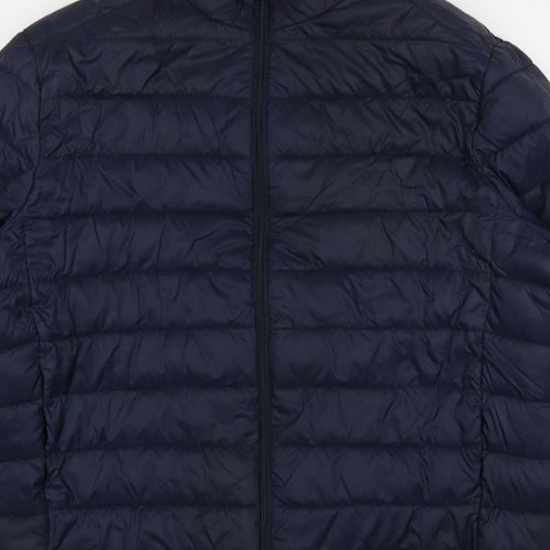 TU Men's Blue 2XL Puffer Jacket Quilted Full Zip Polyamide