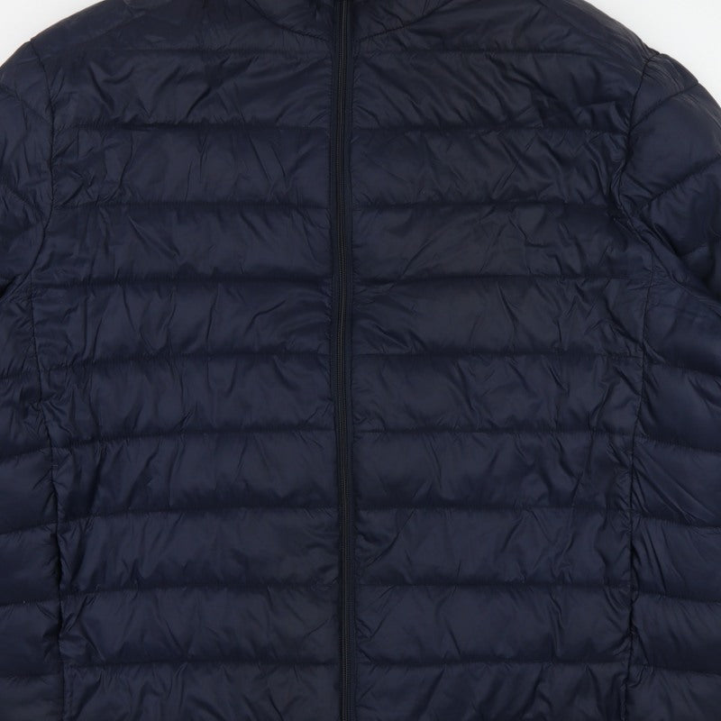 TU Men's Blue 2XL Puffer Jacket Quilted Full Zip Polyamide