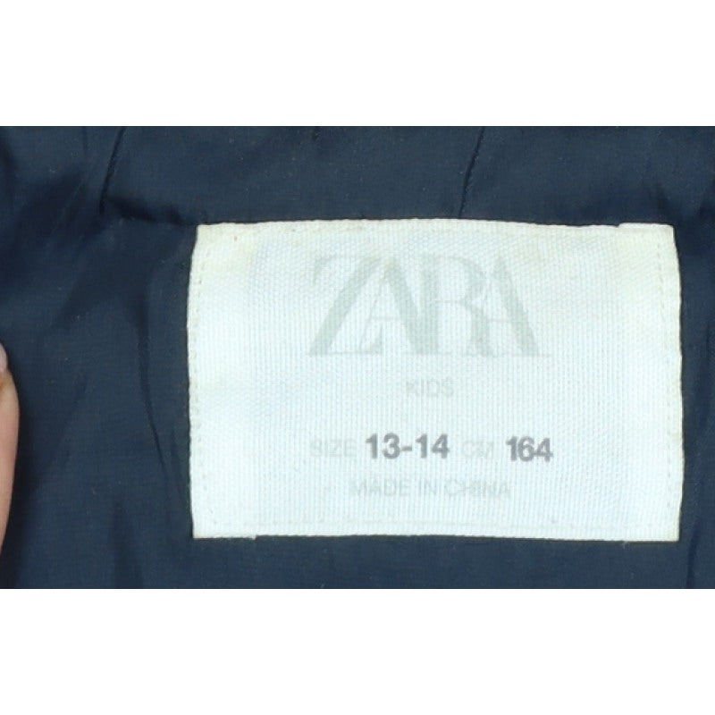 Zara Boys Black Blue Hooded Fleece Jacket Age 13-14 Years Full Zip