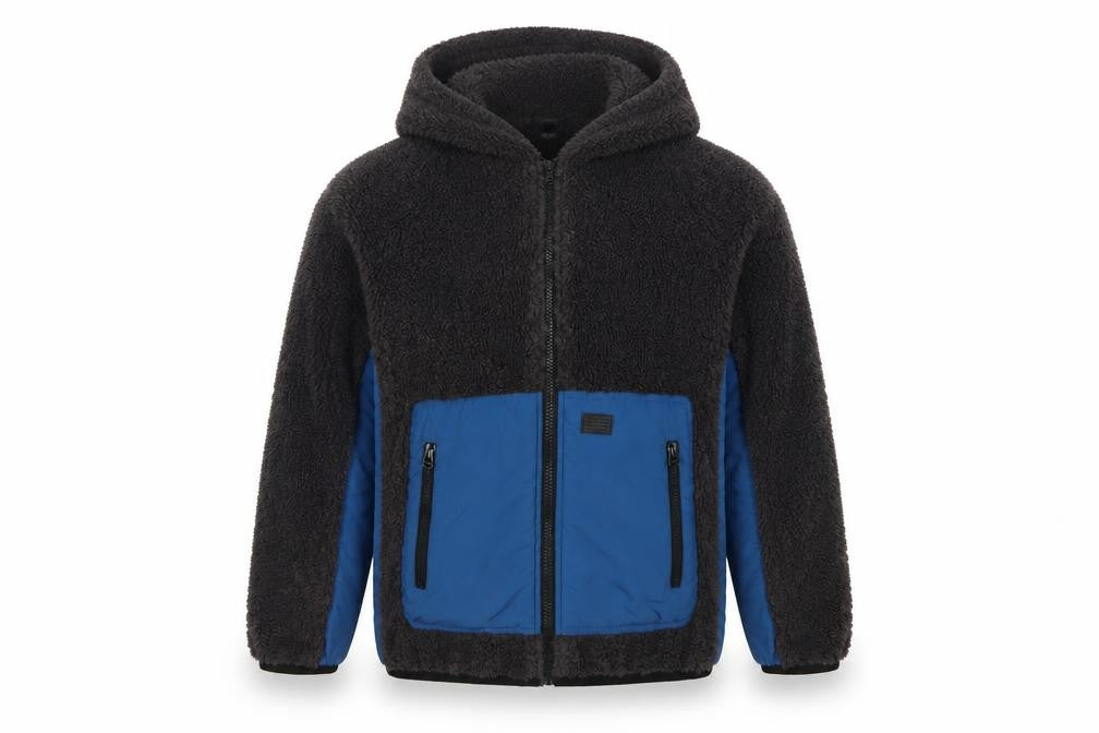Zara Boys Black Blue Hooded Fleece Jacket Age 13-14 Years Full Zip