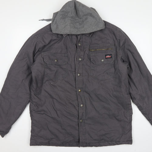 Dickies Men's Grey L Basic Hooded Cotton Workwear Jacket Lined