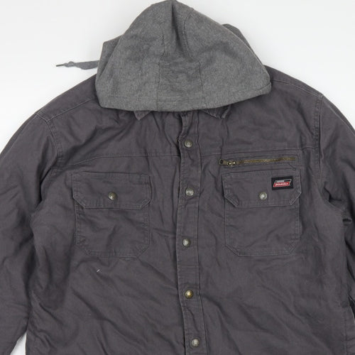 Dickies Men's Grey L Basic Hooded Cotton Workwear Jacket Lined