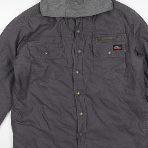 Dickies Men's Grey L Basic Hooded Cotton Workwear Jacket Lined