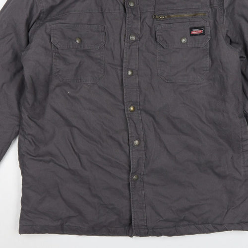 Dickies Men's Grey L Basic Hooded Cotton Workwear Jacket Lined