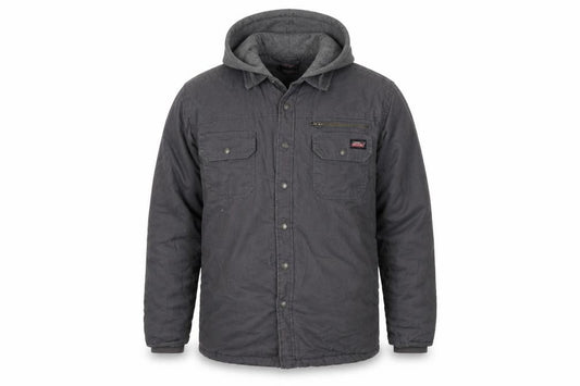 Dickies Men's Grey L Basic Hooded Cotton Workwear Jacket Lined