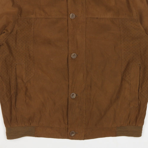 Baxa Peklu Men’s Brown Large Basic Jacket Faux Suede Stand Collar