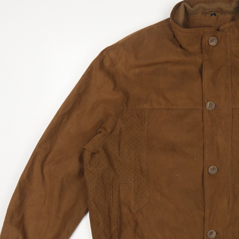 Baxa Peklu Men’s Brown Large Basic Jacket Faux Suede Stand Collar