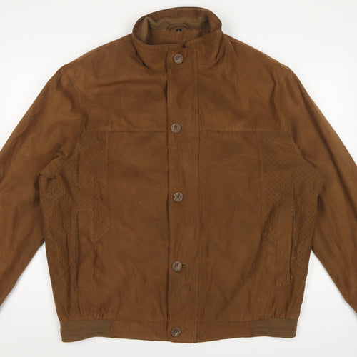 Baxa Peklu Men’s Brown Large Basic Jacket Faux Suede Stand Collar