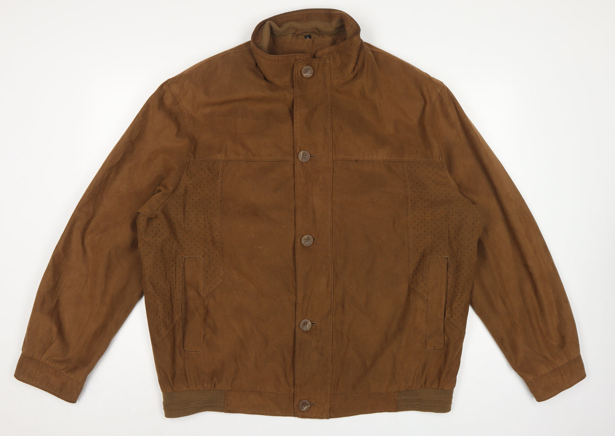 Baxa Peklu Men’s Brown Large Basic Jacket Faux Suede Stand Collar