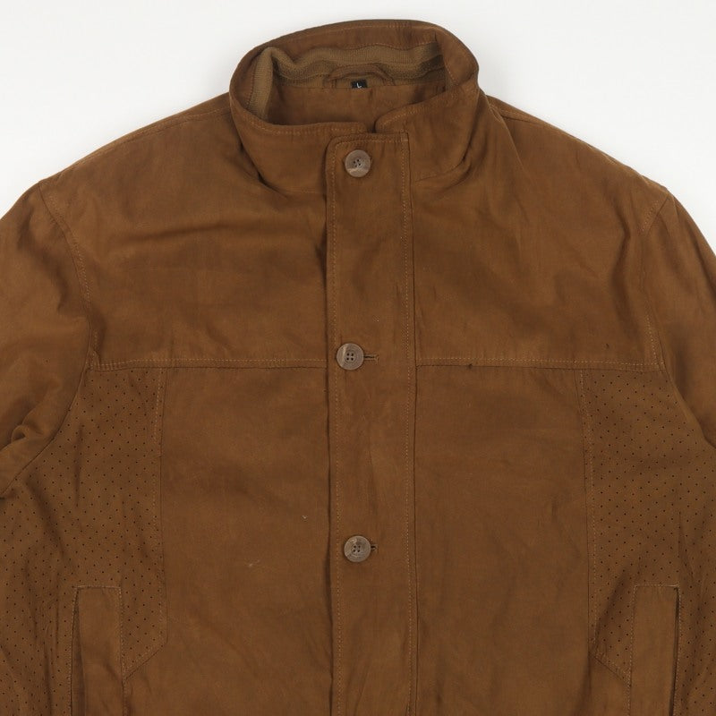 Baxa Peklu Men’s Brown Large Basic Jacket Faux Suede Stand Collar