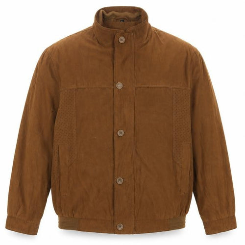 Baxa Peklu Men’s Brown Large Basic Jacket Faux Suede Stand Collar