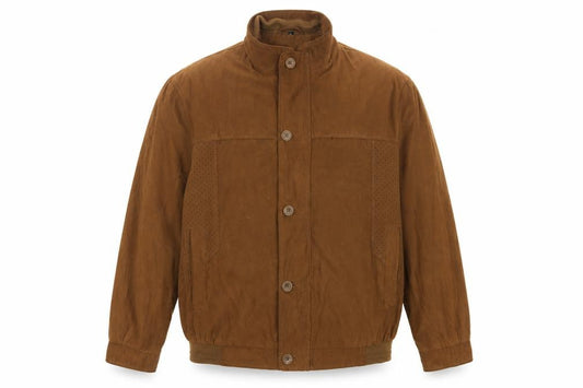 Baxa Peklu Men’s Brown Large Basic Jacket Faux Suede Stand Collar