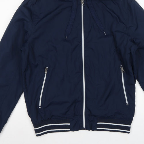 Cedarwood State Men’s Blue Medium Hooded Bomber Jacket Full Zip