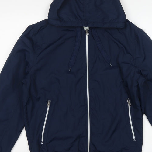 Cedarwood State Men’s Blue Medium Hooded Bomber Jacket Full Zip
