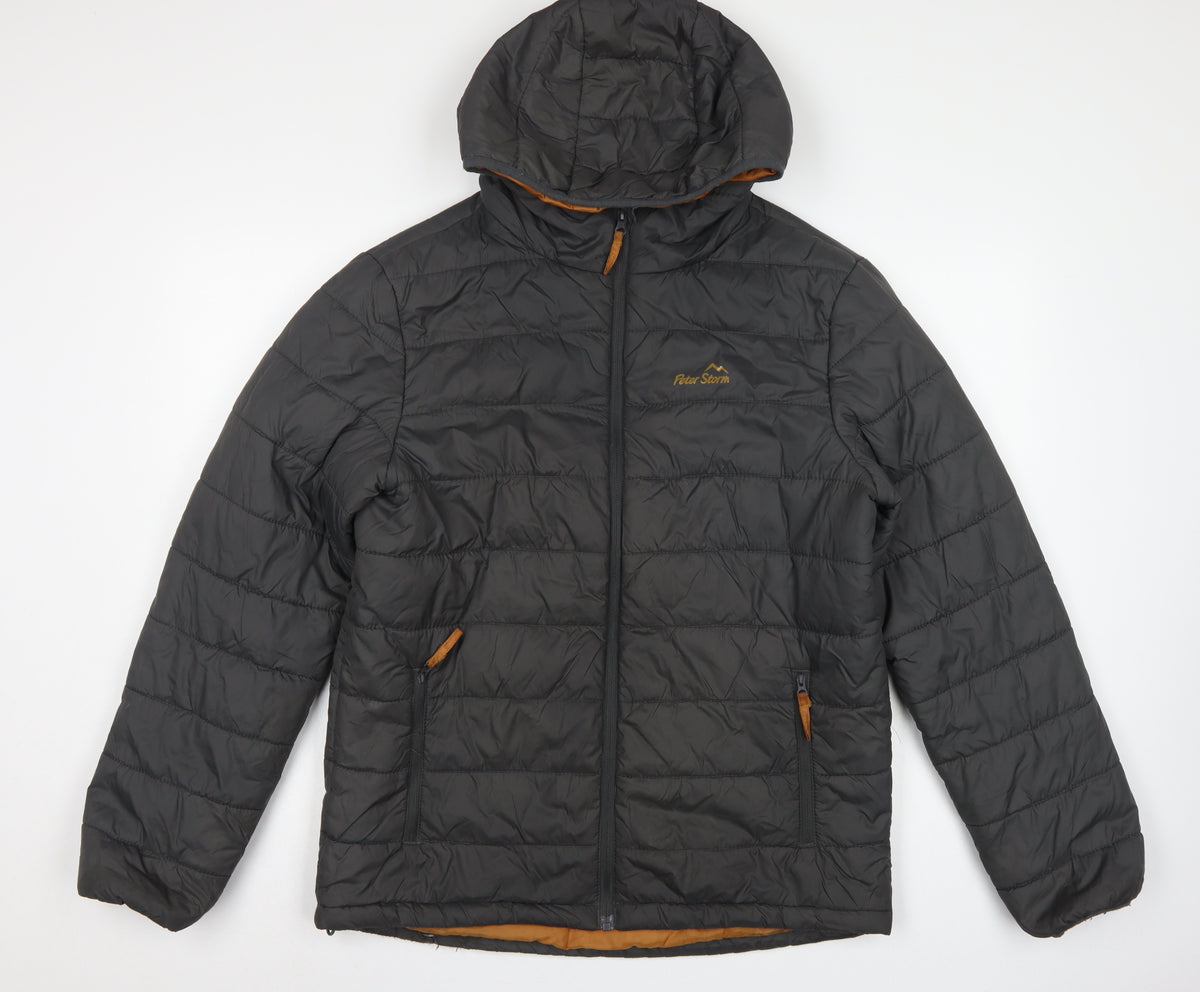 Peter Storm Men Black S Puffer Jacket Hooded Quilted Outdoor