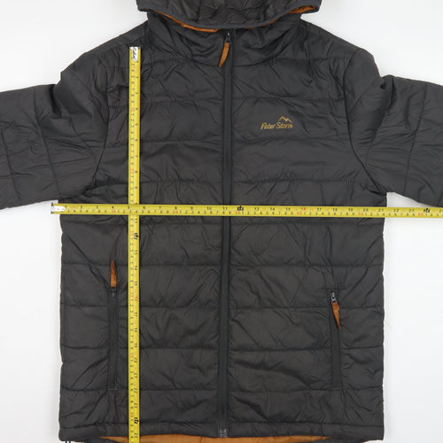 Peter Storm Men Black S Puffer Jacket Hooded Quilted Outdoor