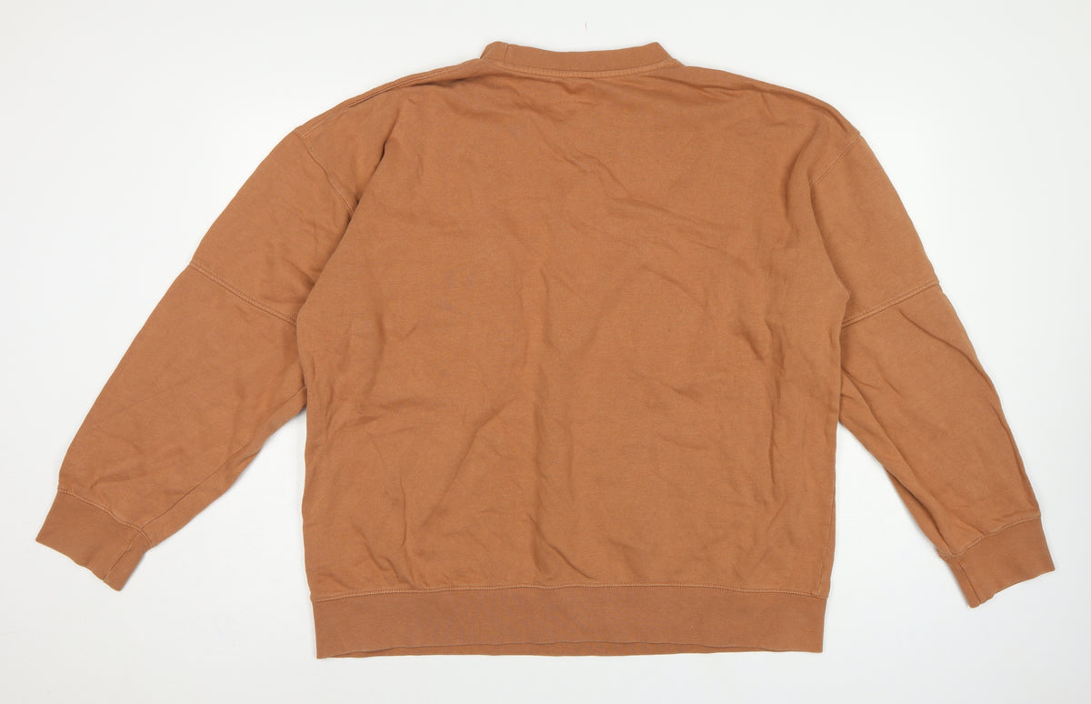 Brand and care label for Topman Men’s Brown L Crew Neck Pocket Pullover Sweatshirt