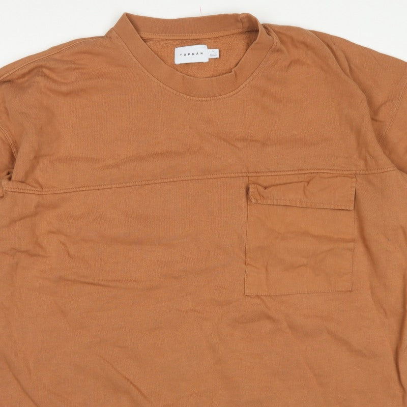 Additional view of Topman Men’s Brown L Crew Neck Pocket Pullover Sweatshirt