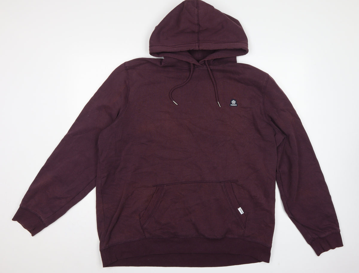 TOG24 Men’s Brown 2XL Pullover Hoodie Logo Pocket Cotton Blend