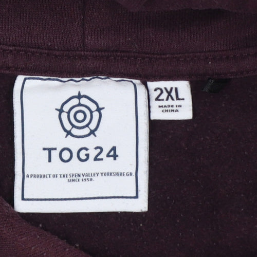 TOG24 Men’s Brown 2XL Pullover Hoodie Logo Pocket Cotton Blend