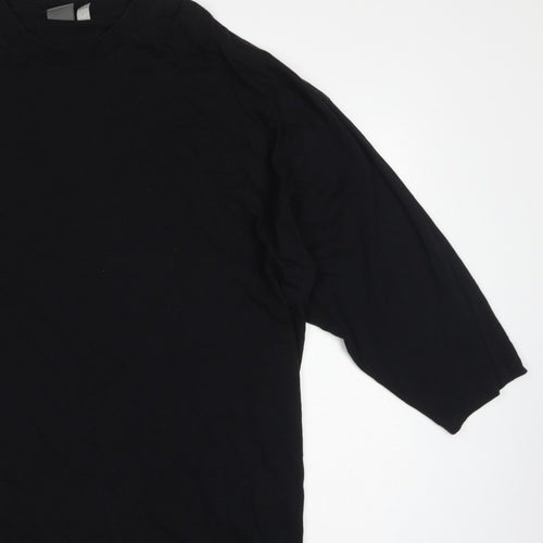 ASOS Women Black L Oversized High Neck Cotton Basic T-Shirt