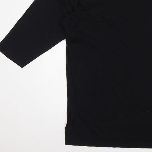 ASOS Women Black L Oversized High Neck Cotton Basic T-Shirt