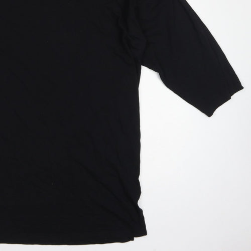 ASOS Women Black L Oversized High Neck Cotton Basic T-Shirt
