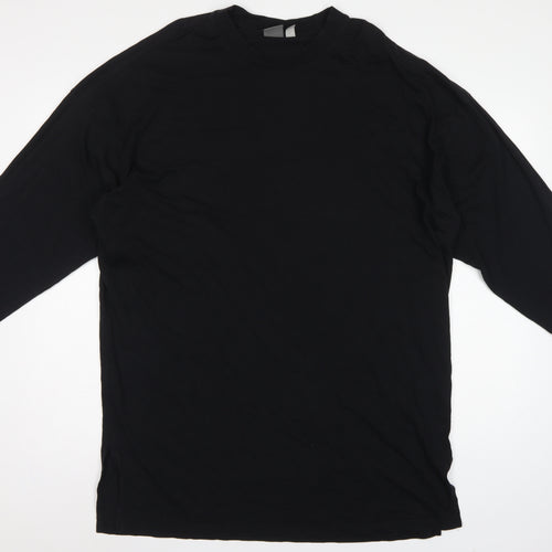 ASOS Women Black L Oversized High Neck Cotton Basic T-Shirt