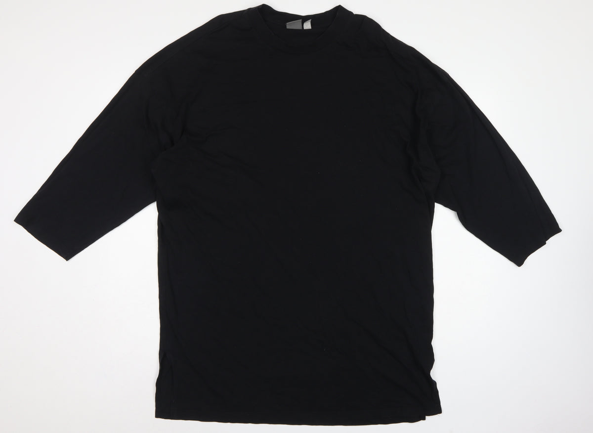 ASOS Women Black L Oversized High Neck Cotton Basic T-Shirt