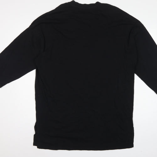 ASOS Women Black L Oversized High Neck Cotton Basic T-Shirt