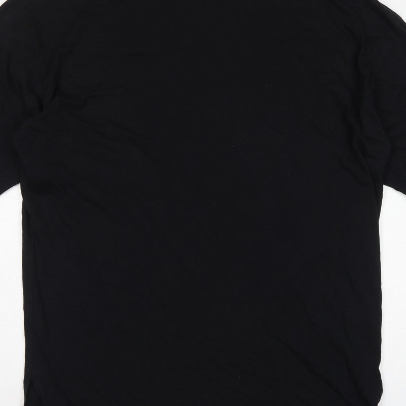 ASOS Women Black L Oversized High Neck Cotton Basic T-Shirt
