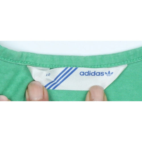 Adidas Women Green UK 10 Slim Fit Trefoil Logo Cotton Tank Top