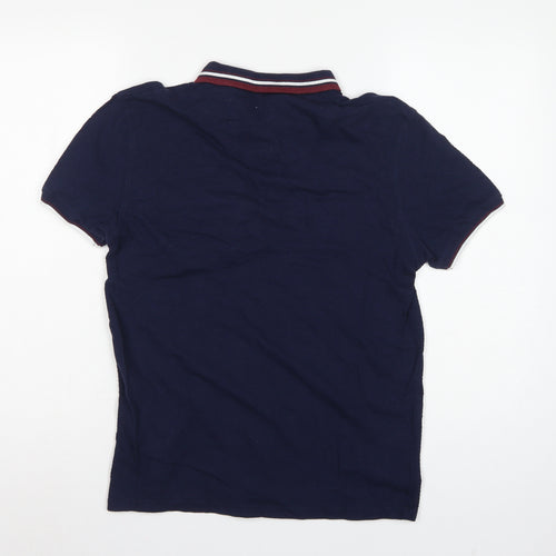 2nd Chapter Men's Blue S Cotton Piqué Short Sleeve Polo Contrast Pocket