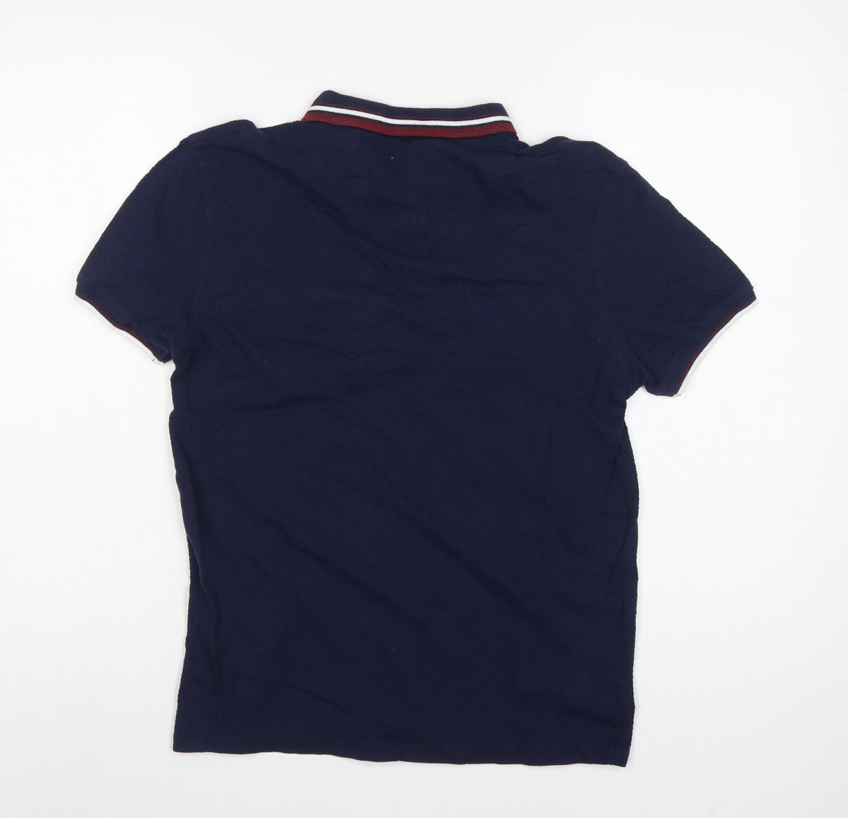 2nd Chapter Men's Blue S Cotton Piqué Short Sleeve Polo Contrast Pocket