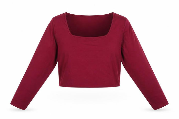 Hollister Women Red 2XL Cropped Square Neck Stretch Long Sleeve Top