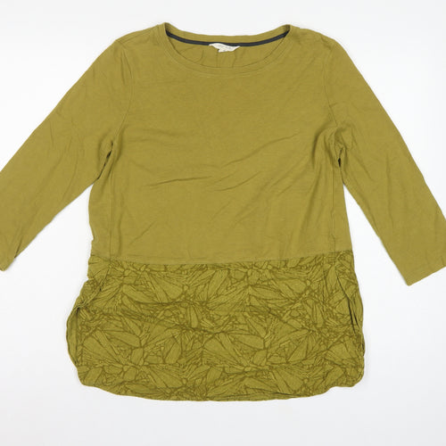 White Stuff Women Green UK 12 Long Sleeve Floral Hem Tunic Top