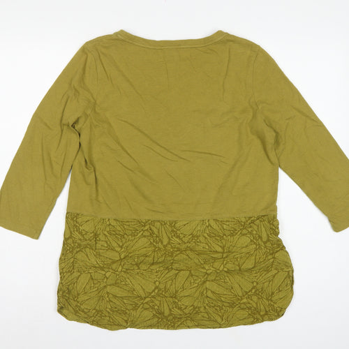 White Stuff Women Green UK 12 Long Sleeve Floral Hem Tunic Top