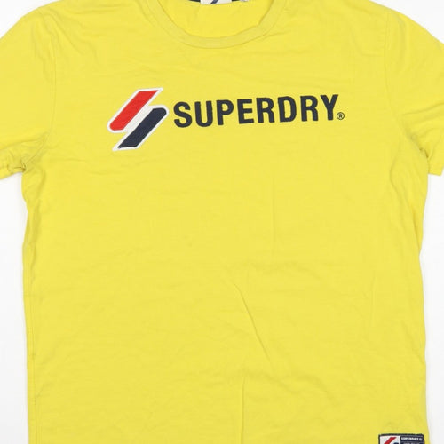 Superdry Men’s Yellow L Logo Graphic Crew Neck Short Sleeve T-Shirt