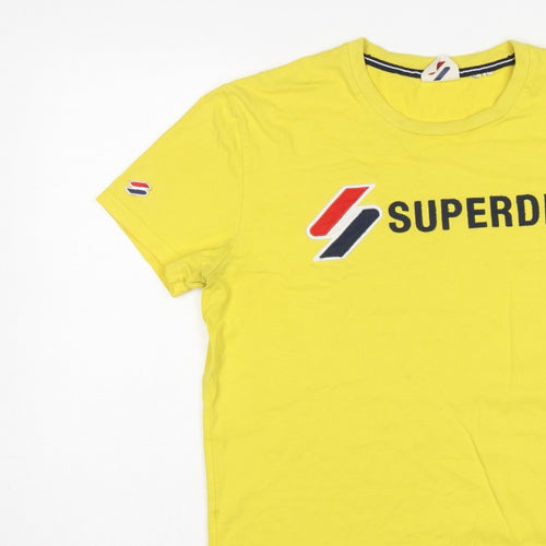 Superdry Men’s Yellow L Logo Graphic Crew Neck Short Sleeve T-Shirt