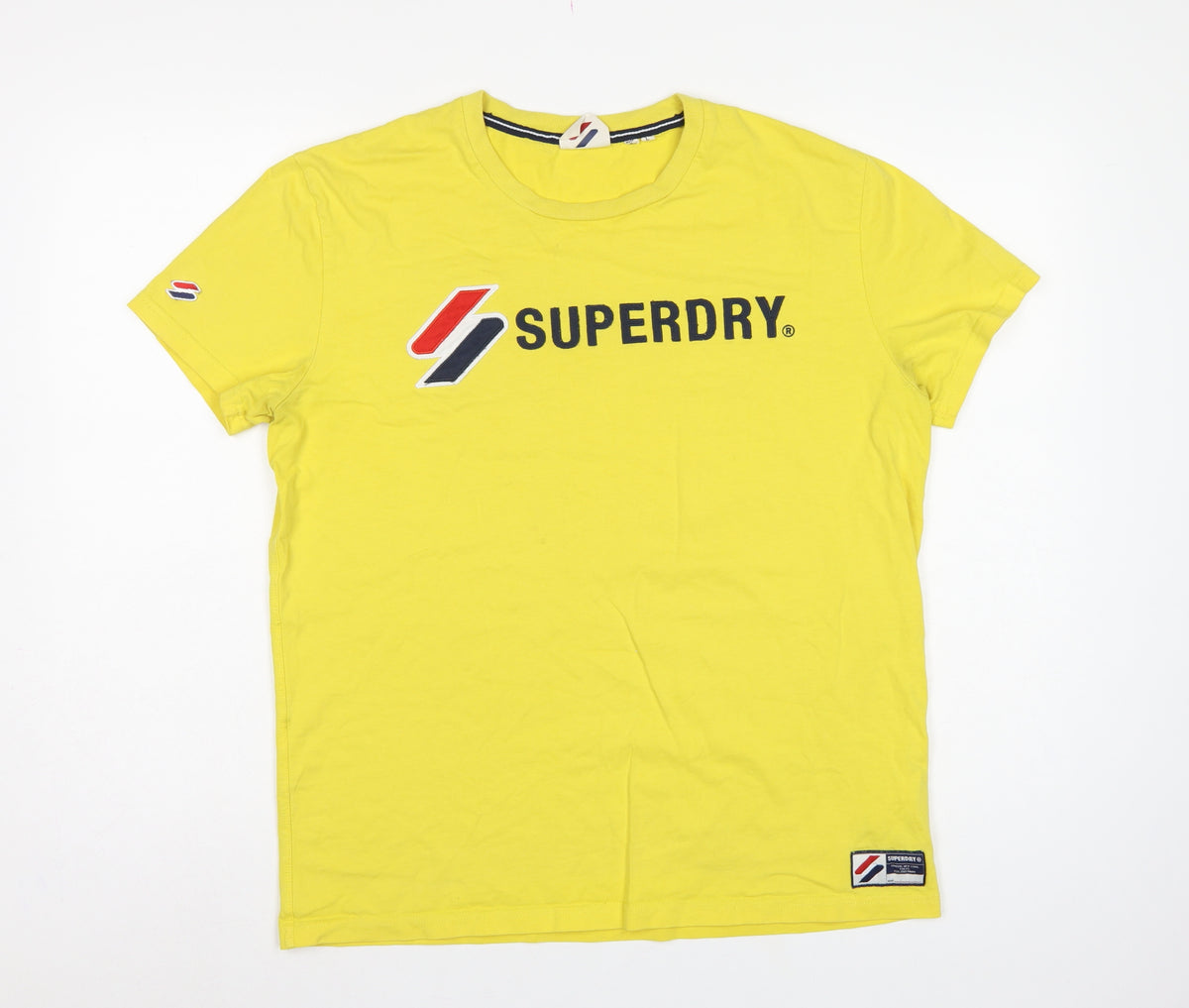 Superdry Men’s Yellow L Logo Graphic Crew Neck Short Sleeve T-Shirt