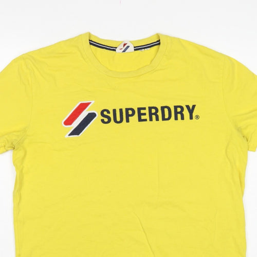 Superdry Men’s Yellow L Logo Graphic Crew Neck Short Sleeve T-Shirt