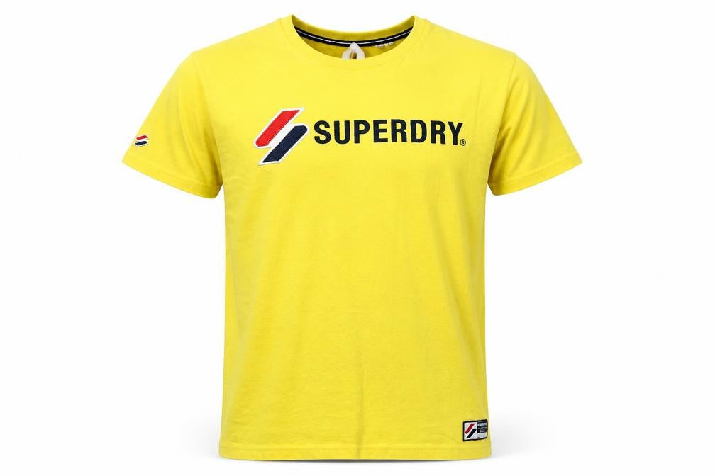 Superdry Men’s Yellow L Logo Graphic Crew Neck Short Sleeve T-Shirt